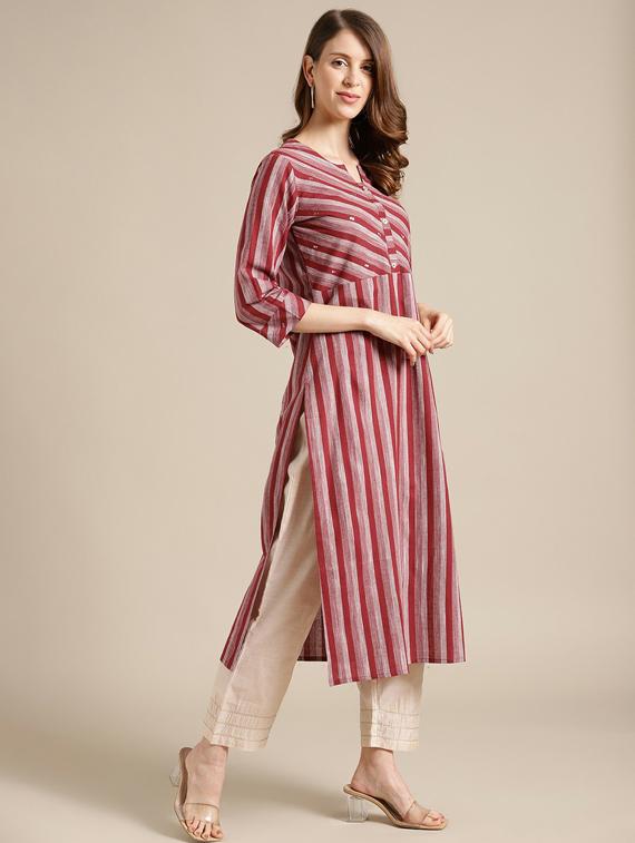 notch neck straight kurta - 19601078 - Standard Image - 1