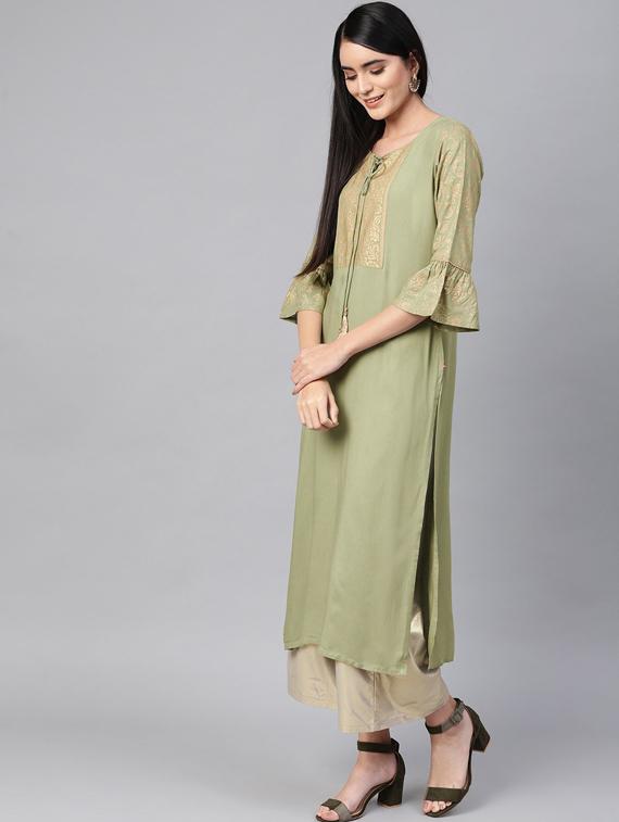 key hole neck straight kurta - 19601088 -  Standard Image - 1
