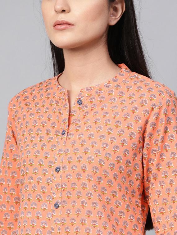 mandarin collar straight kurta - 19601096 - Standard Image - 4