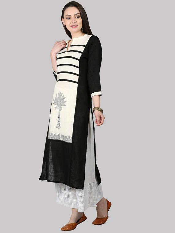 notch neck straight kurta - 19601229 - Standard Image - 1