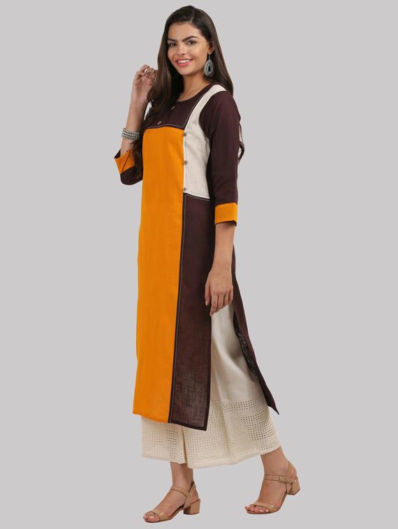 round neck straight kurta - 19601230 - Standard Image - 1