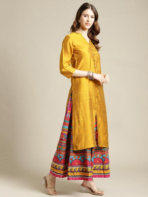 mandarin collar kurta sharara set - 19601271 -  Standard Image - 1