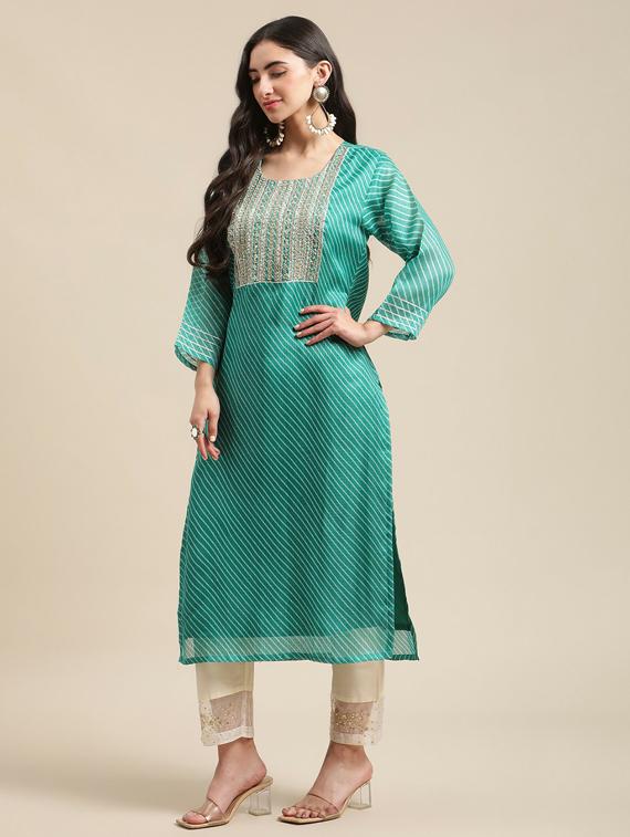 round neck kurta pant set - 19601301 -  Standard Image - 1