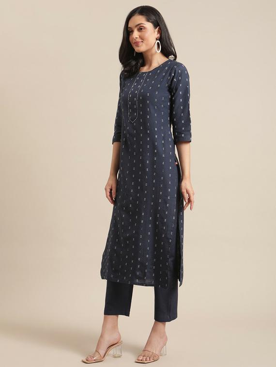 round neck kurta pant set - 19601303 - Standard Image - 1