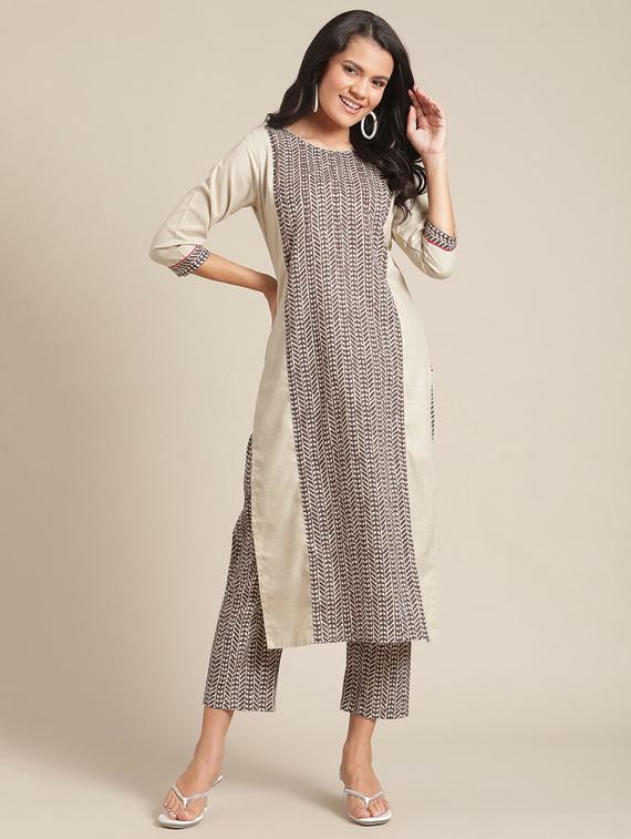 round neck kurta pant set - 19601305 - Standard Image - 1