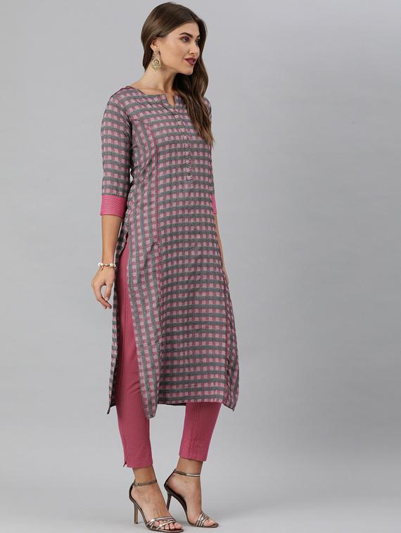 mandarin collar kurta pant set - 19601315 - Standard Image - 1