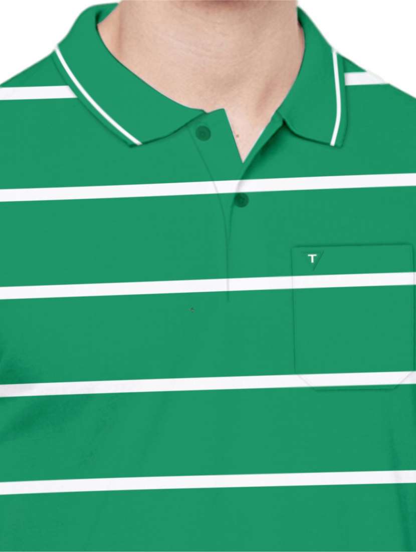 green stripes cotton polo t-shirt - 19601335 - Standard Image - 4