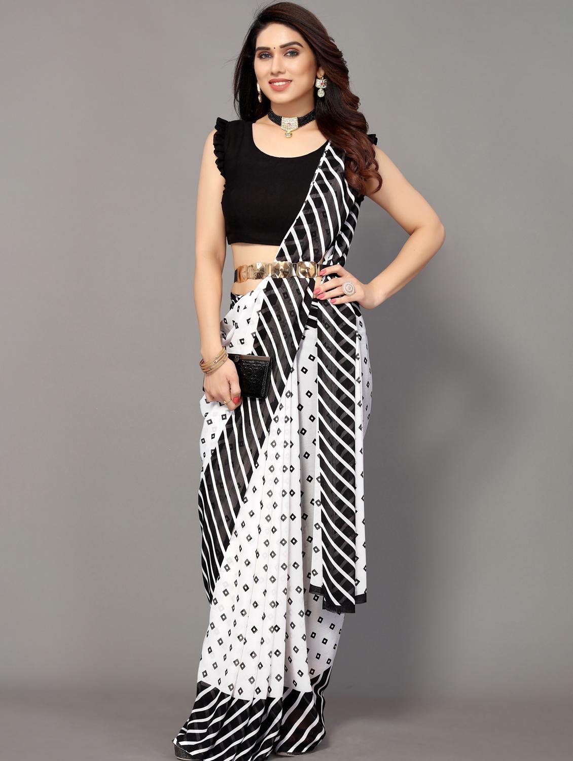 pack of 2 printed saree with blouse - 19601380 - Standard Image - 1