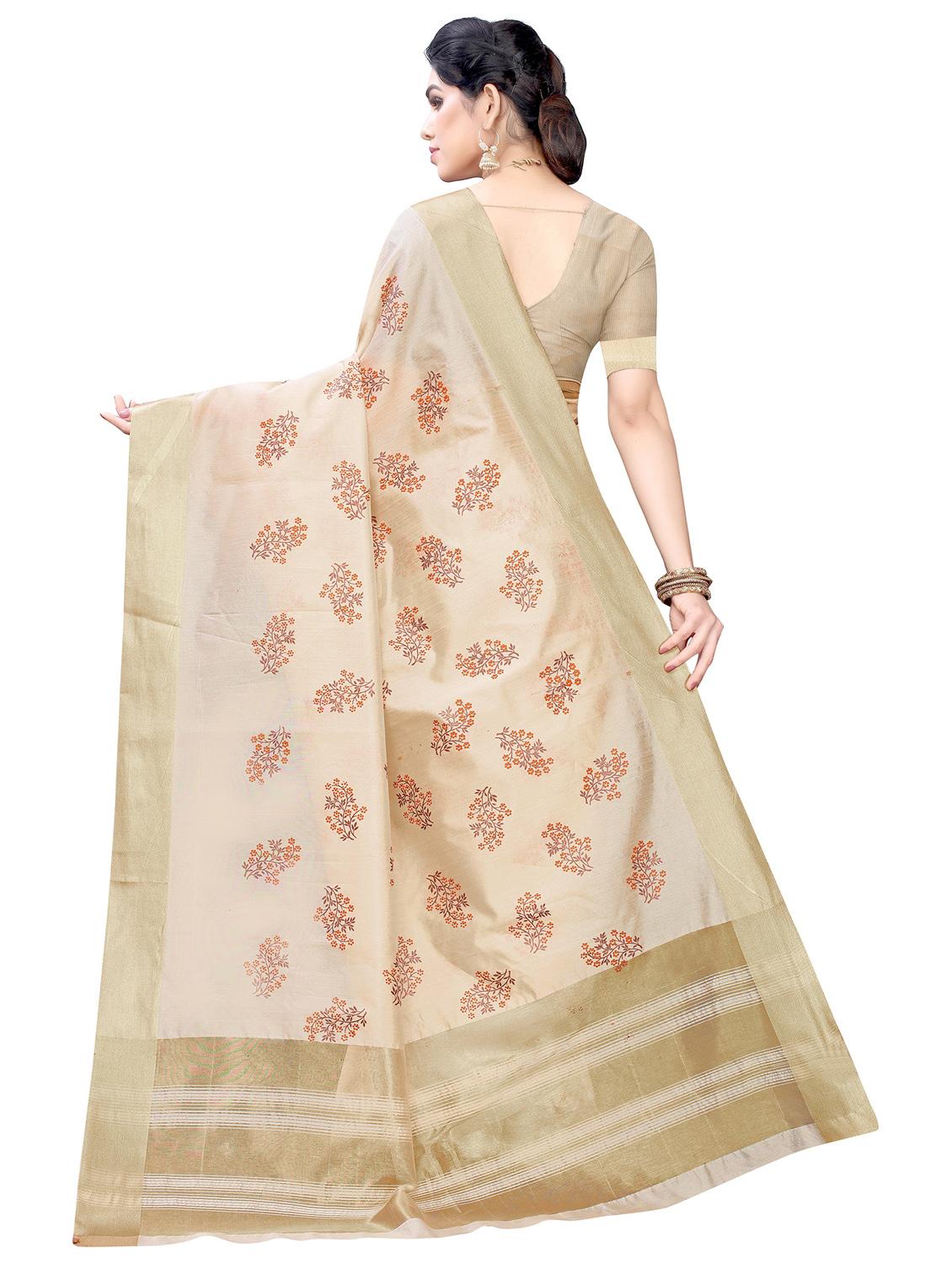 floral print woven saree with blouse - 19602334 - Standard Image - 1