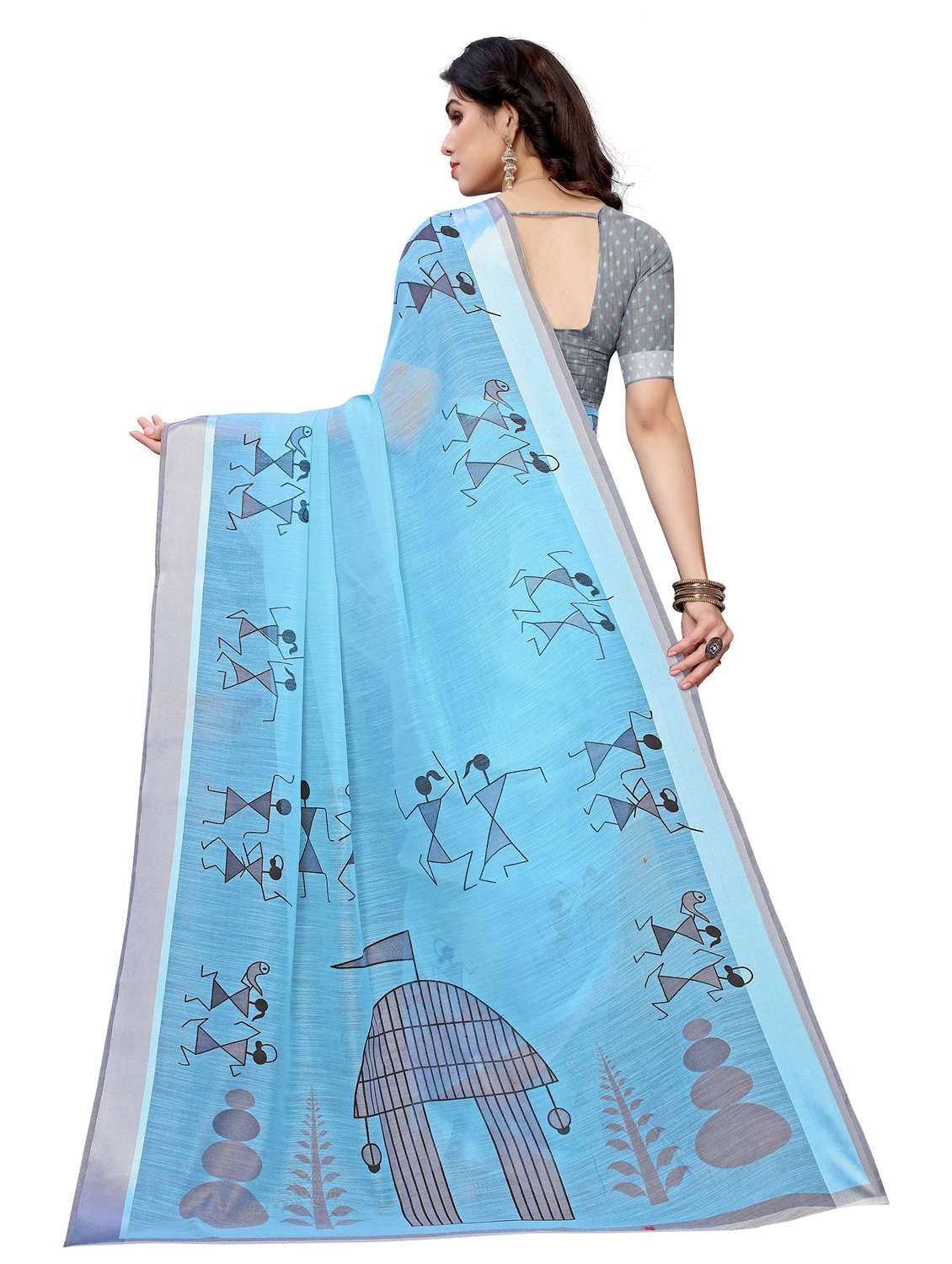 warli art printed saree with blouse - 19602367 -  Standard Image - 1