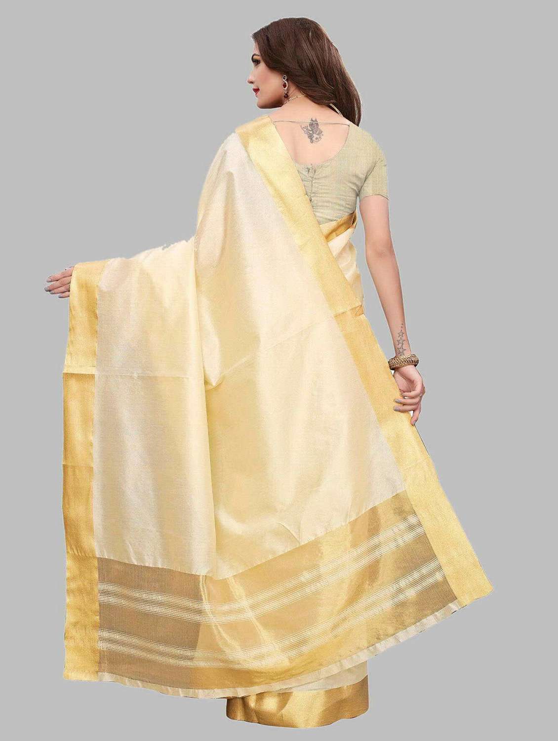 Stripes Kasavu Saree With Blouse - 19602383 -  Standard Image - 1