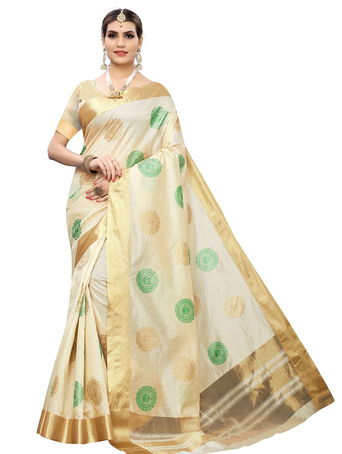 printed kasavu saree with blouse