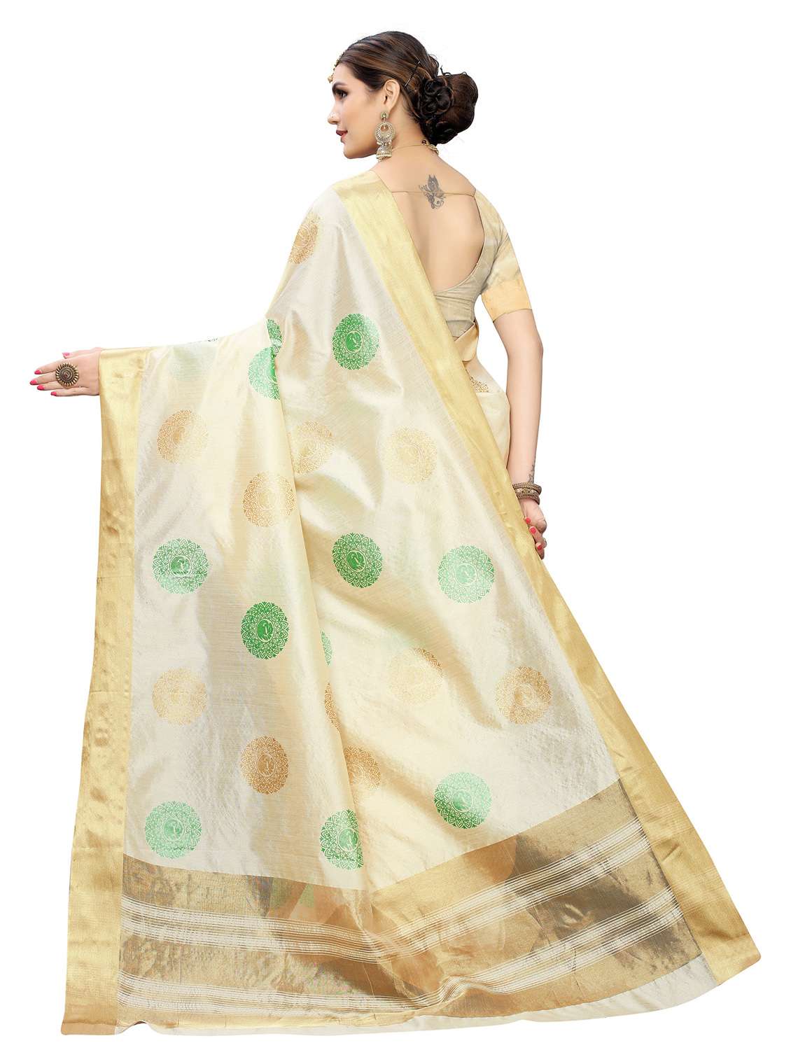 Printed Kasavu Saree With Blouse - 19602387 -  Standard Image - 1