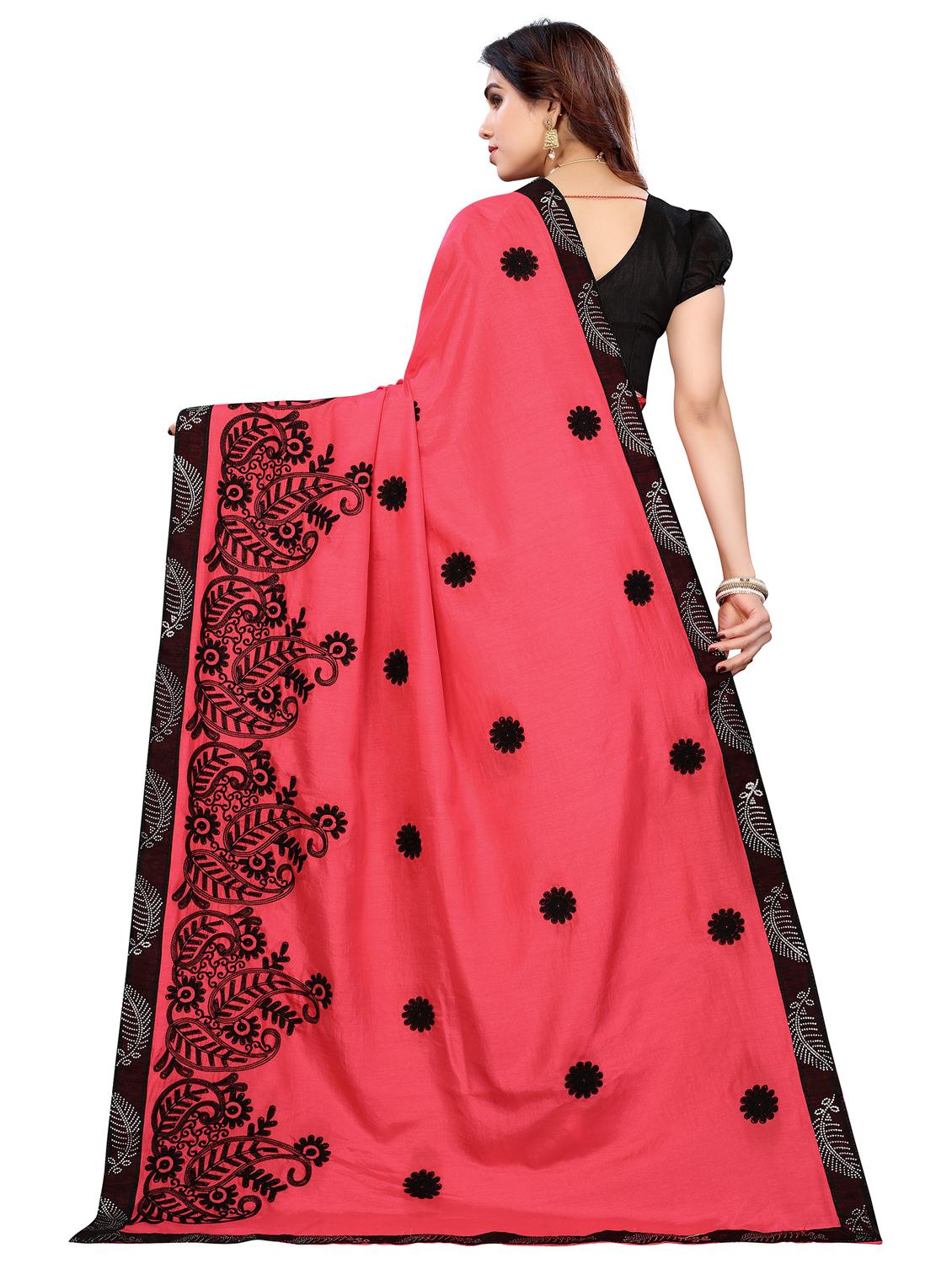 embroidered bordered saree with blouse - 19602393 - Standard Image - 1