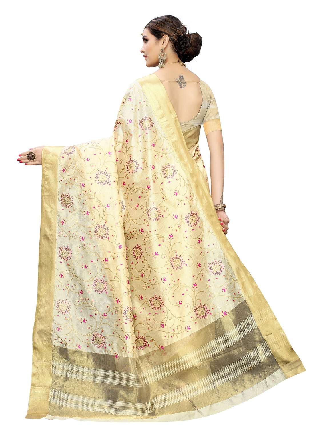 printed kasavu saree with blouse - 19602397 -  Standard Image - 1