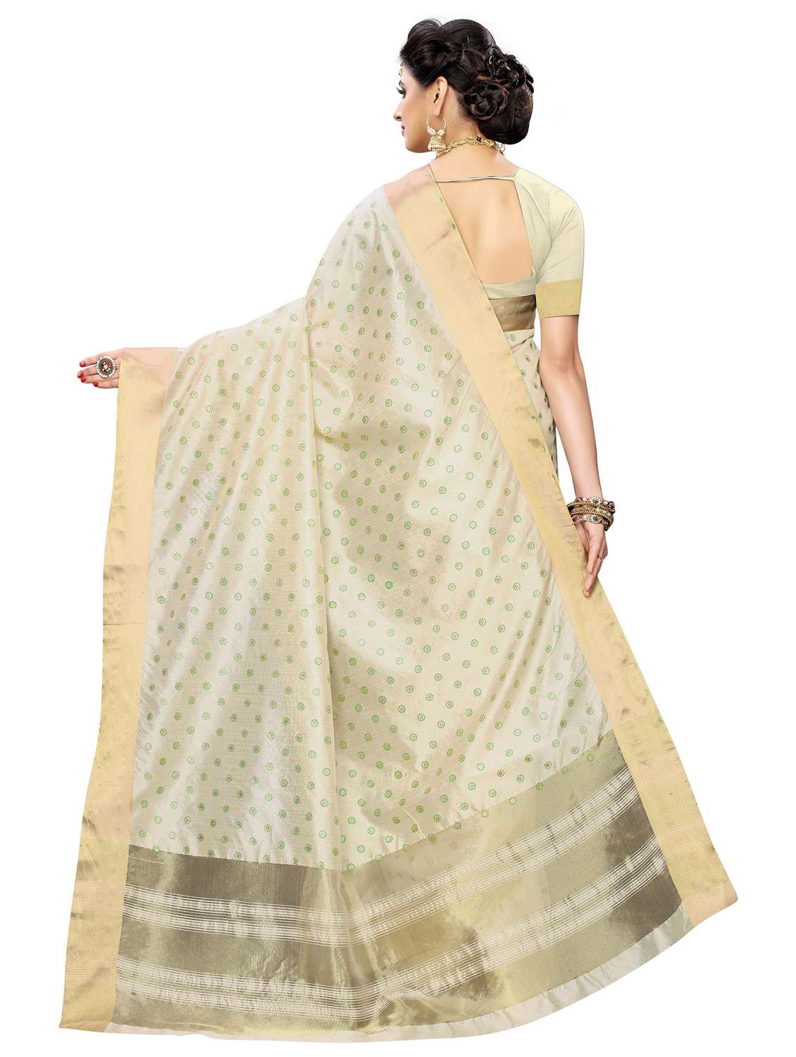 printed kasavu saree with blouse - 19602400 - Standard Image - 1
