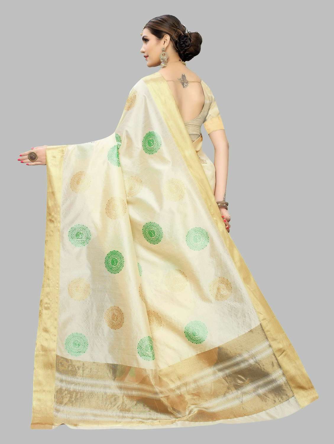 Printed Kasavu Saree With Blouse - 19602402 -  Standard Image - 1