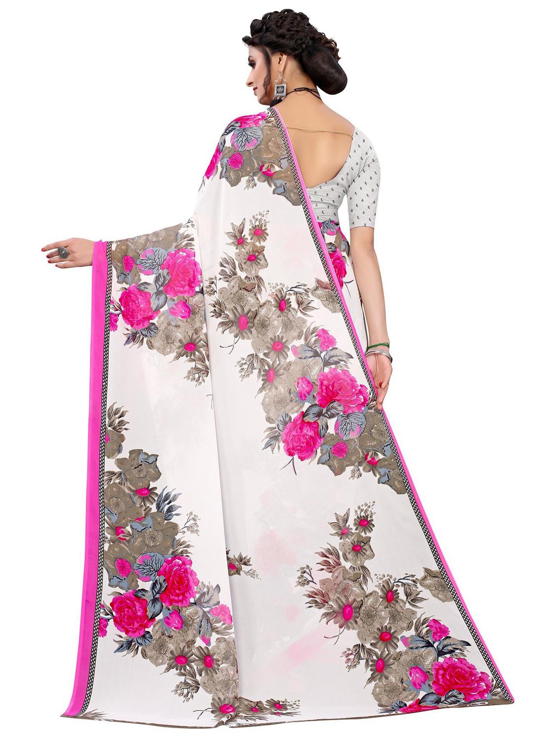 floral printed saree with blouse - 19602442 - Standard Image - 1
