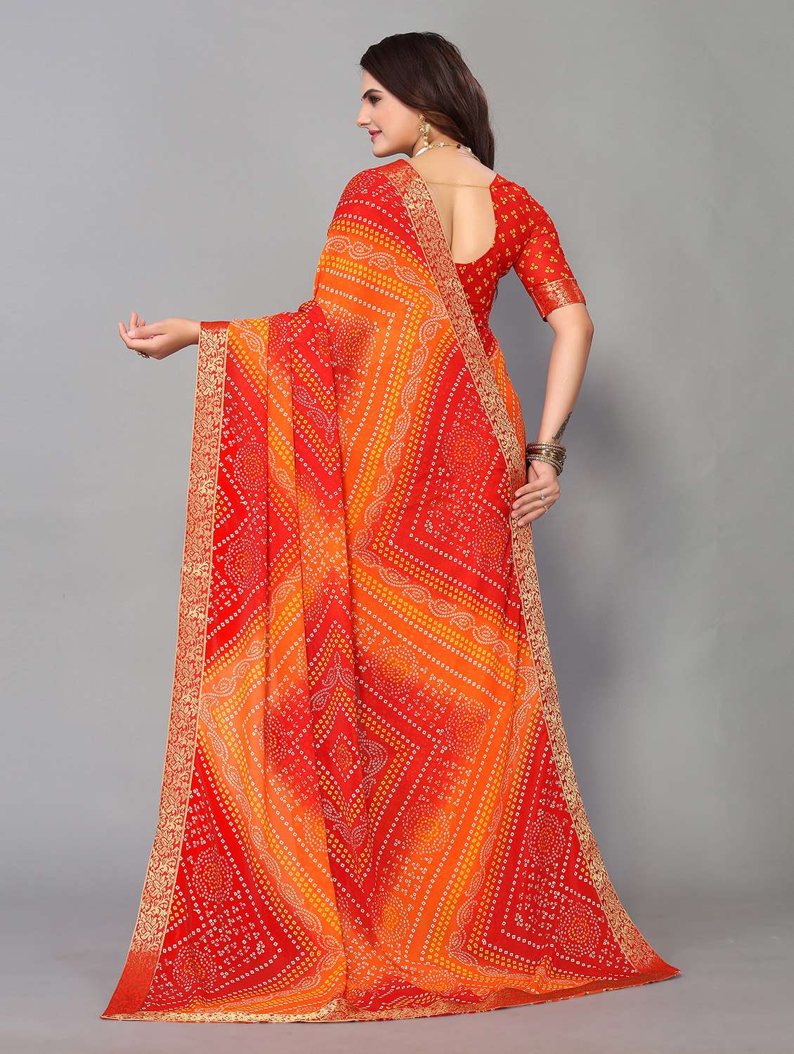 georgette bandhani saree with blouse - 19602624 -  Standard Image - 1
