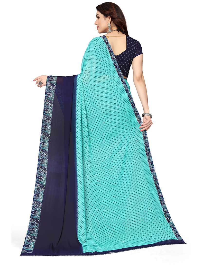 blue printed saree with blouse - 19602773 - Standard Image - 1