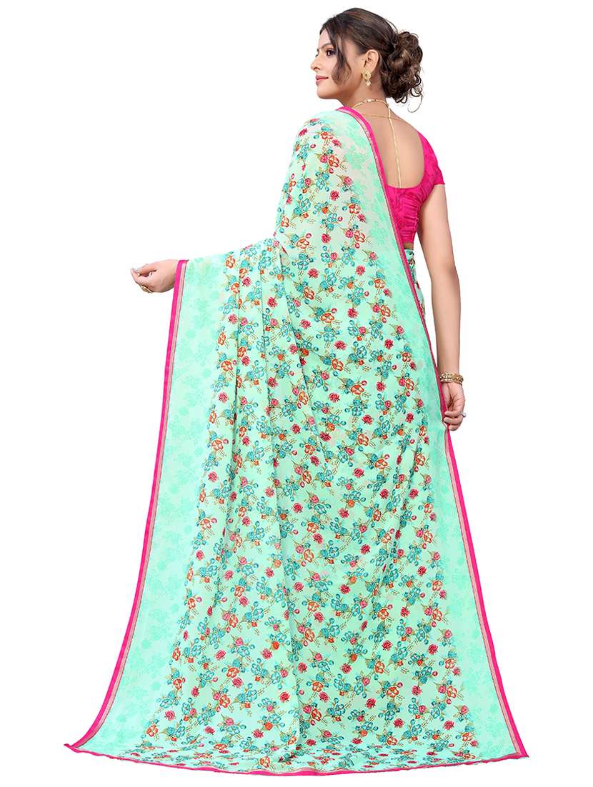light blue  printed saree with blouse - 19602802 -  Standard Image - 1