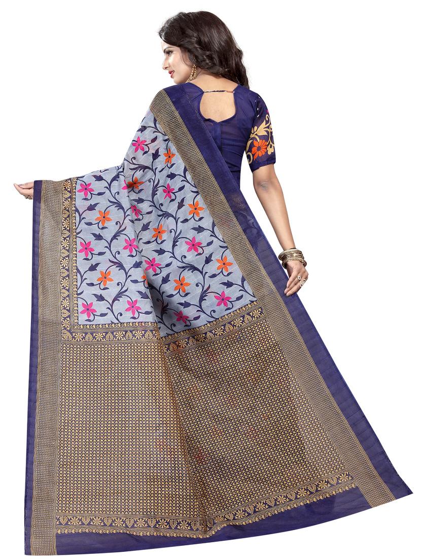 floral woven saree with blouse - 19603125 -  Standard Image - 1
