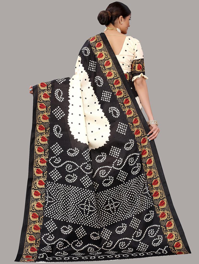printed contrast bandhani saree - 19603270 -  Standard Image - 1