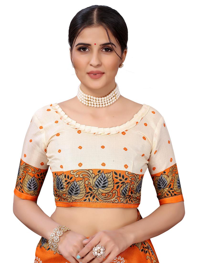 printed bandhani saree with blouse - 19603341 - Standard Image - 1