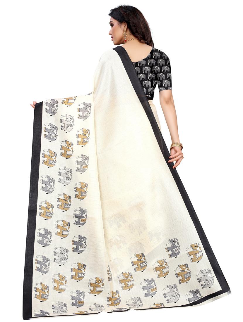 printed woven saree - 19603386 - Standard Image - 1