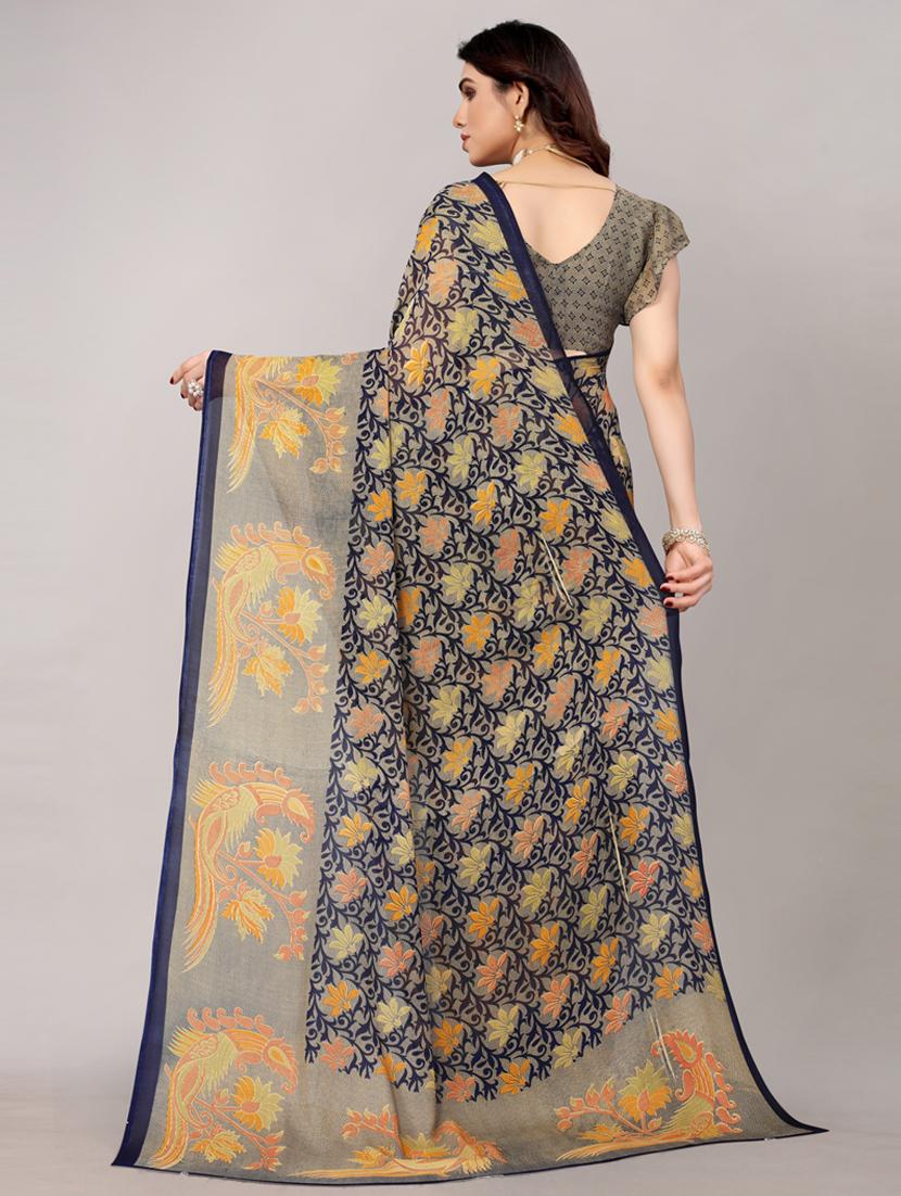 florals printed saree with blouse - 19603397 -  Standard Image - 1
