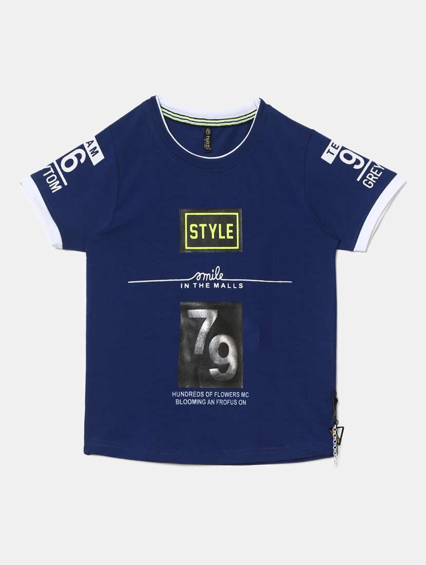 boys round neck front print t-shirt 