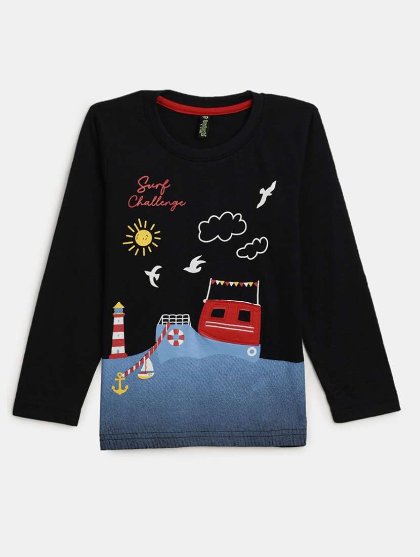boys round neck front print t-shirt 