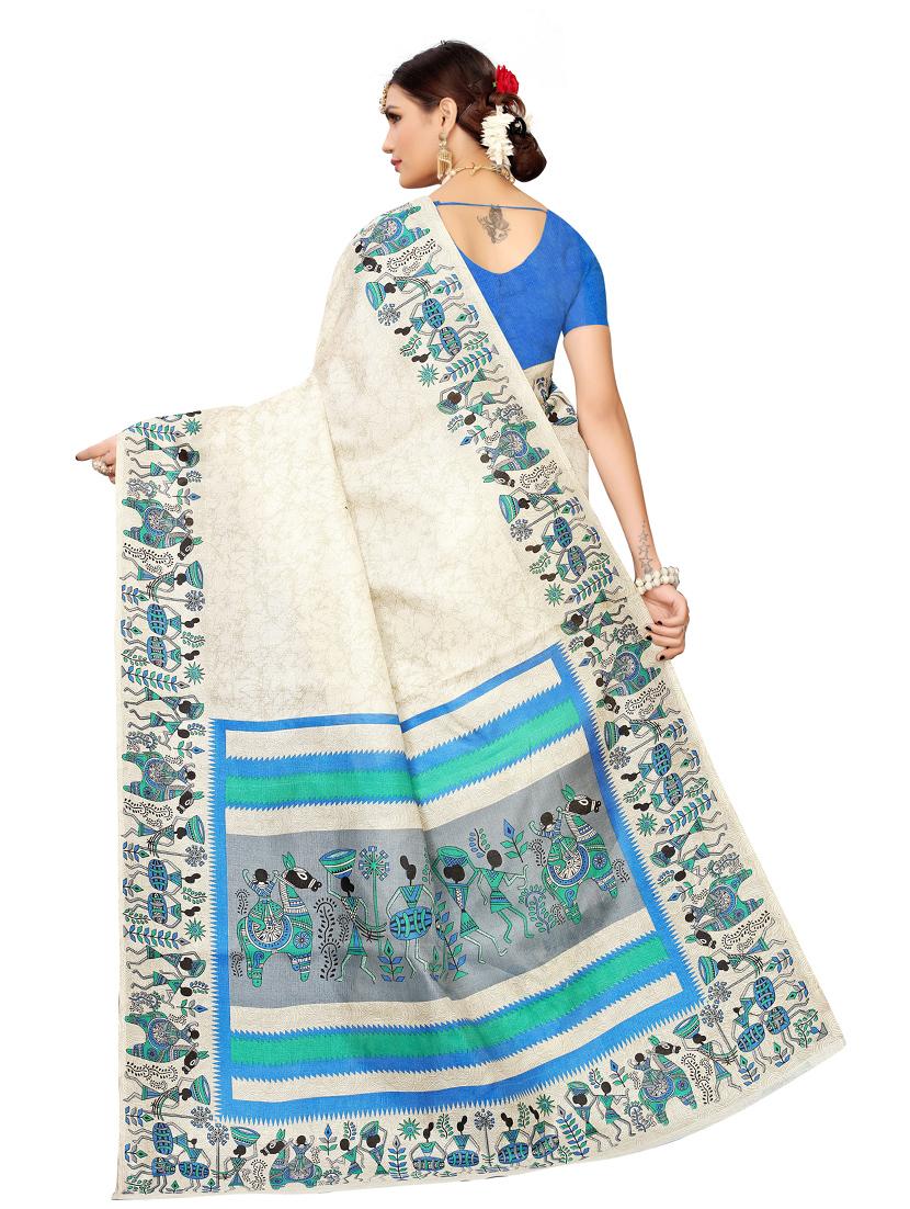 self design printed saree with blouse - 19604506 - Standard Image - 1