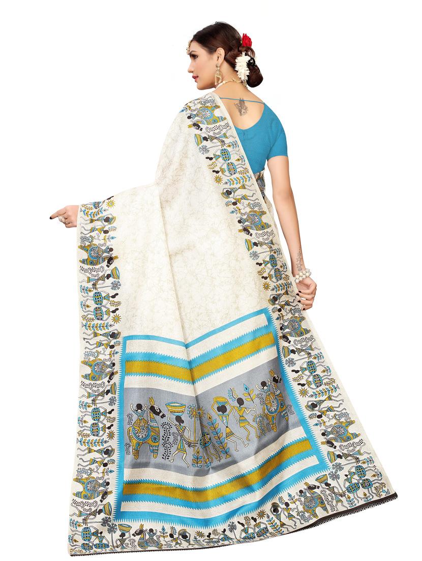 self design printed saree with blouse - 19604510 - Standard Image - 1