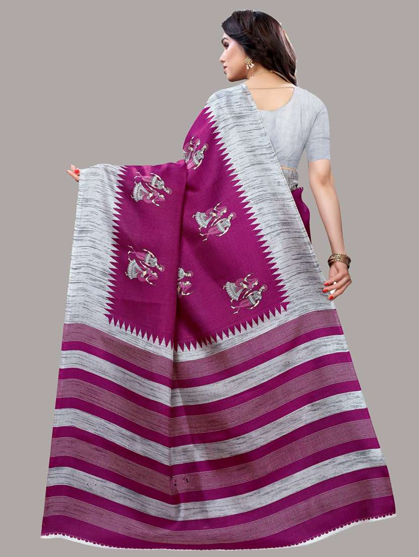 self design printed saree with blouse - 19604552 -  Standard Image - 1