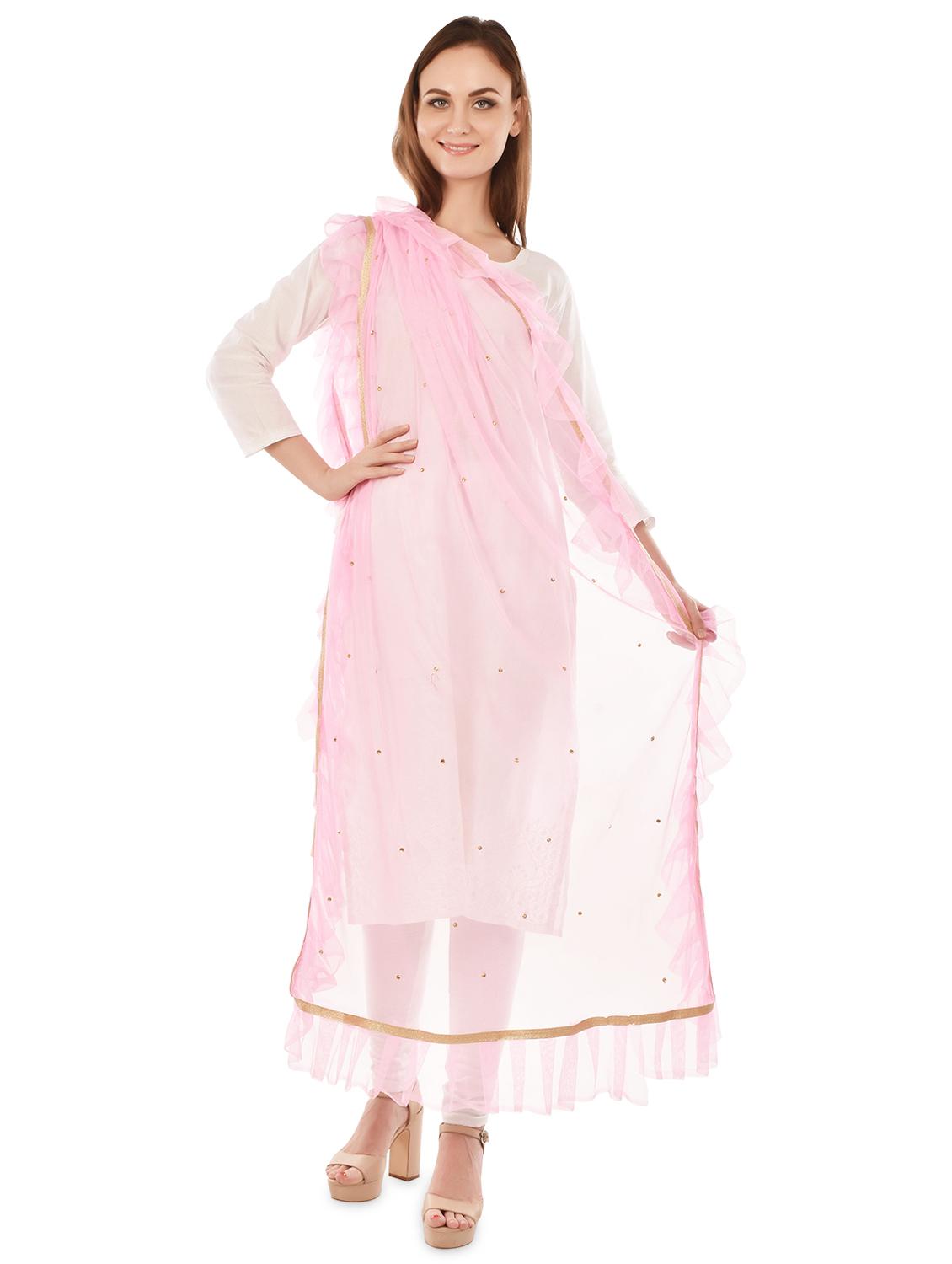 pink embelliished dupatta - 19606514 - Standard Image - 1