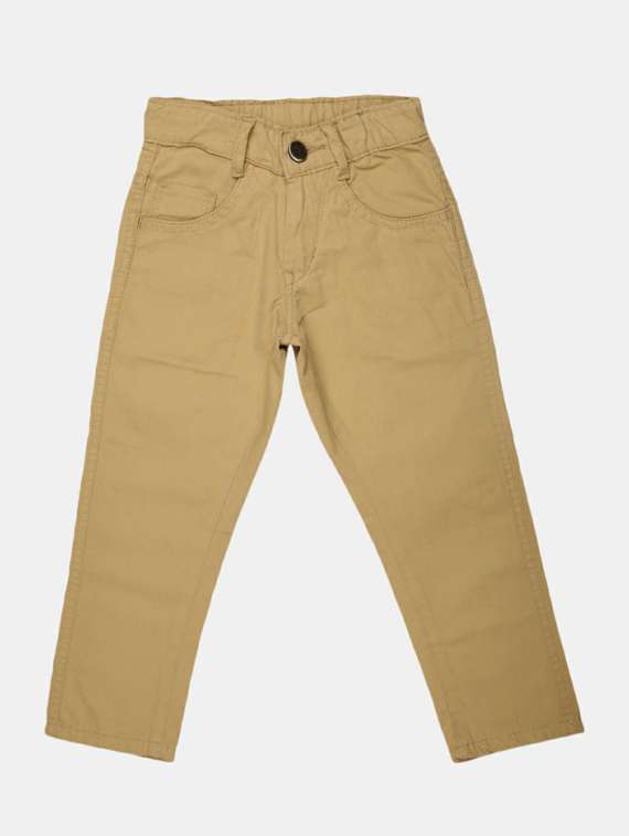 boys mid rise beige solid trousers