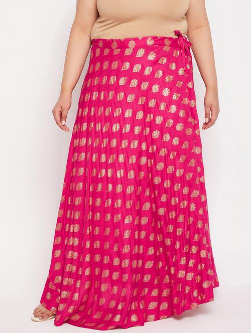 pink printed flared long skirt - 19607912 - Standard Image - 0