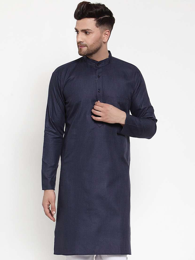 mandarin collar solid cotton kurta