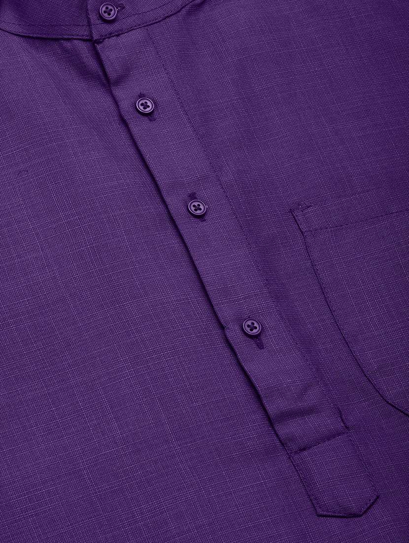 mandarin collar solid cotton kurta - 19608008 -  Standard Image - 4