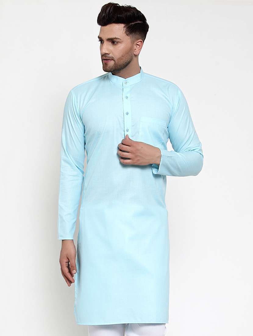 mandarin collar solid cotton kurta