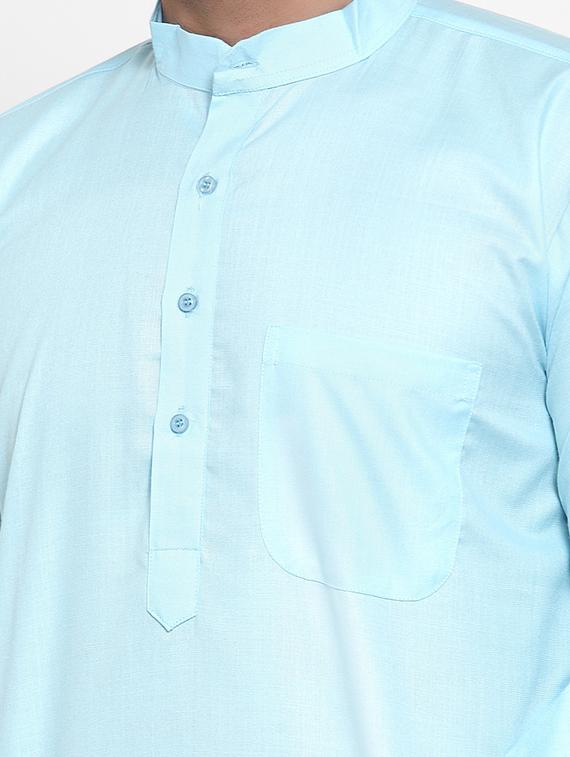 mandarin collar solid cotton kurta - 19608009 - Standard Image - 4