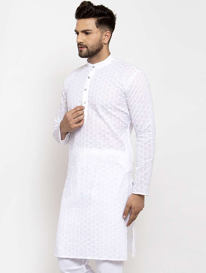 mandarin collar cotton kurta - 19608015 -  Standard Image - 1