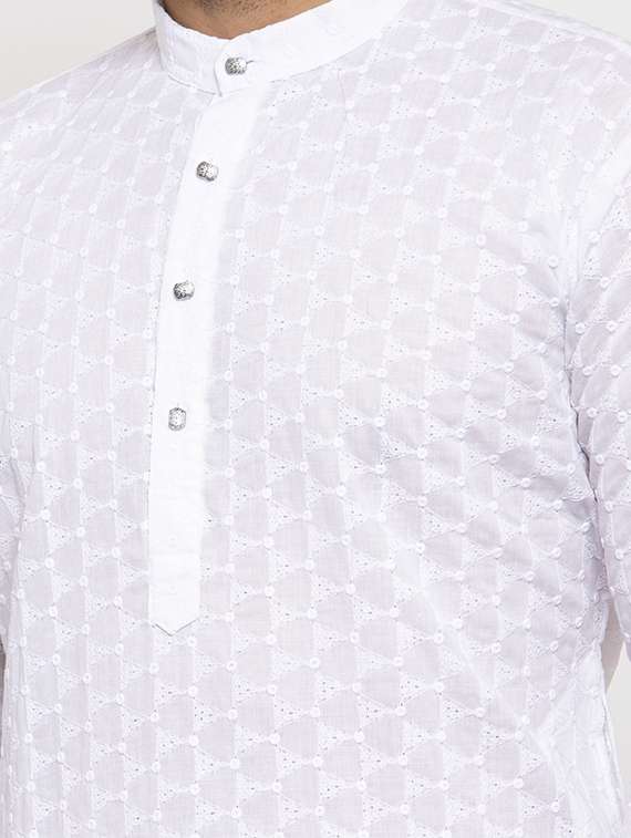 mandarin collar cotton kurta - 19608015 -  Standard Image - 4