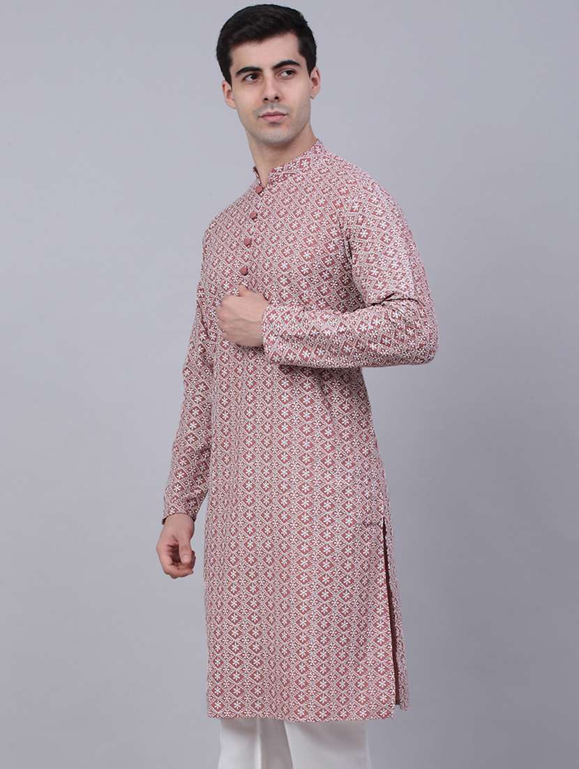 mandarin collar cotton kurta - 19608022 -  Standard Image - 1