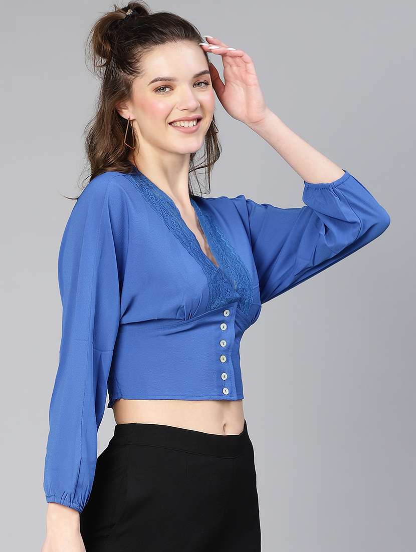 Women's Blouson V Neck Top - 19608140 -  Standard Image - 1
