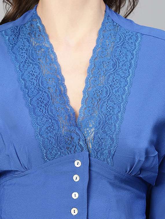 Women's Blouson V Neck Top - 19608140 -  Standard Image - 4
