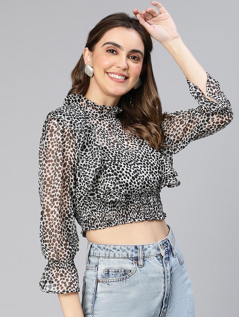 women's crop round neck top - 19608145 -  Standard Image - 1