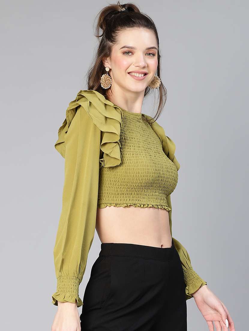 women's crop round neck top - 19608168 -  Standard Image - 1