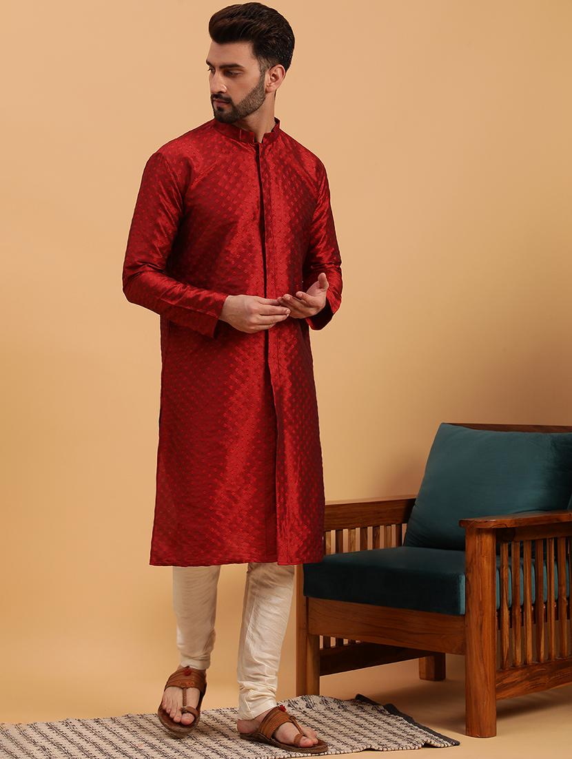 mandarin collar cotton kurta - 19608201 -  Standard Image - 1